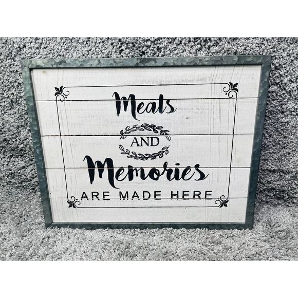 Meals & Memories Are Made Here Wood Metal Sign Farmhouse Country Kitchen - Picture 6 of 10